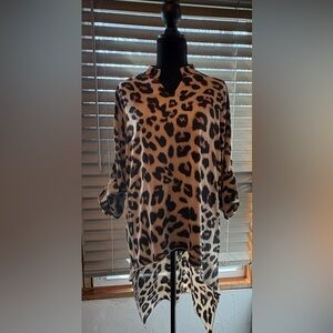 SHEIN Leopard Print Asymmetrical Blouse